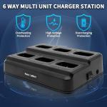 MaxTalker MT-8S Walkie Talkies Long Range for Adults,Rechargeable Walkie Talkie with 6 Way Multi Gang Charger, 1500mAh Li-ion Battery, Earpiece, Flashlight and USB-C Charging (6Pack)