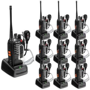 Radios Walkie Talkies Long Range: MaxTalker MT-8S Walkie Talkie with Earpiece, 1500mAh Battery, Rechargeable Walkie Talkies for Adults Business Education, Construction School Church Restaurant,10 Pack