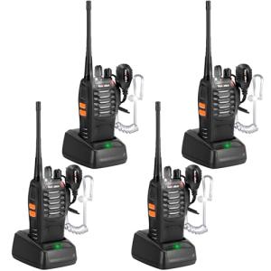 Radios Walkie Talkies Long Range: MaxTalker MT-8S Walky Talky with Earpieces Flashlight 1500mAh Battery Rechargeable Walkie Talkies for Adults, Working, Camping, Hiking, 4 Pack