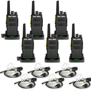 MaxTalker MT12D Walkie Talkies for Adults, Long Range FRS Two Way Radio Rechargeable with Earpiece, 1500mAh USB-C Port Battery, Radios Walkie Talkies 6 Pack for Construction School Camping