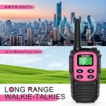 MaxTalker Walkie Talkies Long Range for Adult, MT10 Rechargeable Walkie Talkies FRS Two Way Radio, NOAA, 1200mAh Li-ion Battery USB-C Cable, LED Flashlight,VOX Walkie Talkie for Camping 2Pack (Pink)