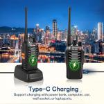 Radios Walkie Talkies Long Range: MaxTalker MT-8S Walky Talky with Earpieces Flashlight 1500mAh Battery Rechargeable Walkie Talkies for Adults, Working, Camping, Hiking, 4 Pack