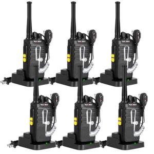 Radios Walkie Talkies Long Range: MaxTalker MT4D Rechargeable Walkie Talkies for Adults with Upgraded Earpiece, Type-C Charging Two Way Radio for Camping School Restaurant,6 Pack