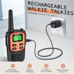 MaxTalker Walkie Talkies for Adults,Rechargeable Walkie Talkies Long Range,Two Way Radios with 22 FRS Channels,Li-ion Battery,USB-C Cable,Flashlight,NOAA,VOX Walkie Talkie for Camping 4 Pack