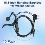 MaxTalker Walkie Talkie Earpiece with Mic, 2-Pin G Shape Headset Suitable for Pxton, BF-5R/UV-5RM, MT-8S/MT-5RM, Retevis RT22/H777, Original Earpiece for Two-Way Radio(10 Pack)