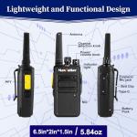 MaxTalker MT12D Walkie Talkies for Adults, Long Range FRS Two Way Radio Rechargeable with Earpiece, 1500mAh USB-C Port Battery, Radios Walkie Talkies 6 Pack for Construction School Camping