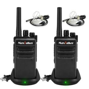 Radios Walkie Talkies Long Range: MaxTalker MT-5X Rechargeable Walkie Talkies for Adults with Upgraded Earpiece, Type-C Charging Two Way Radio for Working,Camping Hiking Hunting Essentials, 2 Pack