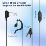 MaxTalker Walkie Talkie Earpiece with Mic, 2-Pin G Shape Headset Suitable for Pxton, BF-5R/UV-5RM, MT-8S/MT-5RM, Retevis RT22/H777, Original Earpiece for Two-Way Radio(10 Pack)