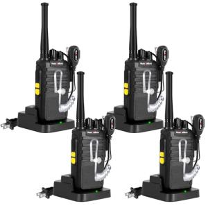Radios Walkie Talkies Long Range: MaxTalker MT4D Rechargeable Walkie Talkies for Adults with Upgraded Earpiece, Type-C Charging Two Way Radio for Business, Working, Camping, Hunting Essential, 4 Pack
