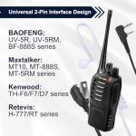 MaxTalker 2-Pin Walkie Talkie Earpiece with Mic–10 Pack Acoustic Tube Headset Compatible with Pxton, BF-5R/UV-5RM, MT-8S/MT-5RM, Retevis RT22/H777 (Soft Earplug, Earpiece for Two-Way Radio)