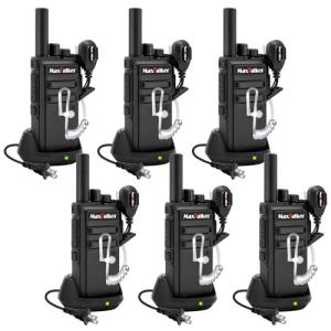 Radios Walkie Talkies Long Range: MaxTalker MT-5X Rechargeable Walkie Talkies for Adults with Earpiece, Type-C Charging Two Way Radio for Business, Working, Hiking, Hunting, Camping Essentials, 6 Pack