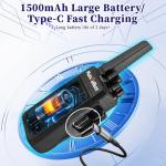 MaxTalker MT12D Walkie Talkies for Adults, Long Range FRS Two Way Radio Rechargeable with Earpiece, USB-C Charging, 1500mAh Battery, Radios Walkie Talkies 4 Pack for School Restaurant Business