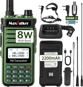 MaxTalker P15 Ham Radio 10W Long Range Handheld NOAA Weather Receiver 2200mAh Battery Rechargeable Walkie Talkies with Programming Cable,Type-C Charging,2 Pack