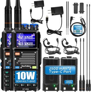 5RM Ham Radio 10W Long Range Handheld NOAA Weather Receiver 2500mAh Battery... 