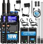 5RM Ham Radio 10W Long Range Handheld NOAA Weather Receiver 2500mAh Battery... 