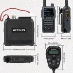 Retevis RA86 GMRS Mobile Radio, Dual Speakers NOAA High Power Transceiver, RA86 Long Range Mobile Radio (1 Pack) with Handheld RB17P Walkie Talkies (2 Packs), GMRS Communicate Kit for Jeeps