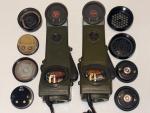 2 Vintage 1955 matching US military TA-1/PT telephone radio field sets & cases +