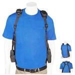 USH-300D Double Radio Shoulder Holster Chest Harness with an Adjustable Radio Pouch fits all Medium to Large Motorola ICOM Vertex Two Way Radios. Made in The USA by HOLSTERGUY