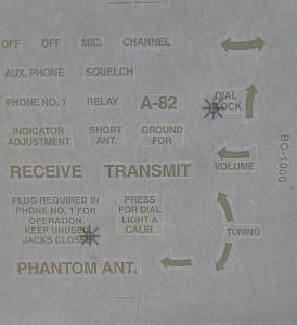 BC-1000 WW2 VRC-3 SCR-300 MILITARY RADIO LETTERING RESTORE PANEL