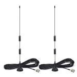 Bingfu 20-1300MHz Police Scanner Antenna HF VHF UHF Ham Radio BNC Male Antenna Magnetic Base (2-Pack) Compatible with Uniden Bearcat Whistler Shack Police Radio Scanner