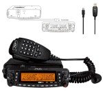Quad Band Mobile Radio TYT TH-9800 Plus 50W Ham Radio Base Station 10M 6M 2M 70CM Amateur Transceiver for Vehicle Car Road Trip Hiking Cross-Band, Detachable Front Panel, Microphone, Programming Cable