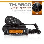 Quad Band Mobile Radio TYT TH-9800 Plus 50W Ham Radio Base Station 10M 6M 2M 70CM Amateur Transceiver for Vehicle Car Road Trip Hiking Cross-Band, Detachable Front Panel, Microphone, Programming Cable