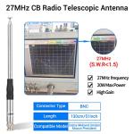 Roniware 27Mhz CB Antenna 9-Inch to 51-inch Telescopic/Rod HT Antennas for Handheld CB Radio with BNC Connector Compatible with Cobra Midland 75-822 75-785 Uniden Anytone CB Radio