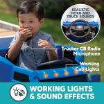 Kid Trax 12V Kids Ride On Semi-Truck with Detachable Trailer - Realistic Sounds, Lights, CB Radio, & Horn, Forward & Reverse, Electric Cars for Kids, Toddler Outdoor Toys, Ages 3-5, Max Weight 77 lbs