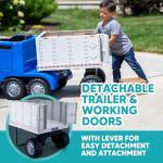 Kid Trax 12V Kids Ride On Semi-Truck with Detachable Trailer - Realistic Sounds, Lights, CB Radio, & Horn, Forward & Reverse, Electric Cars for Kids, Toddler Outdoor Toys, Ages 3-5, Max Weight 77 lbs