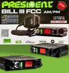 President Bill III (Bill 3) FCC AM/FM Ultra-Compact with P Channels, NRC, Weather Channel CB Radio. (TXUS201)