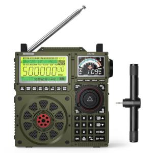 Raddy RF919 SSB Shortwave Radio with NOAA Weather Band, Full Band FM AM SW VHF UHF AIR CB WB and SSB Receiver, with Antenna Tuner, 3 External Antenna Ports, 5000mAh Rechargeable Battery (Army Green)