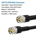 MOOKEERF KMR400 Coaxial Cable 150FT, PL259 CB Antenna Coax Cable Jumper UHF Cable Male to Male Connector Low Loss 50 Ohm for Ham Radio, VHF Radio, Antenna Analyzer, SWR Meter