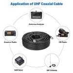 MOOKEERF KMR400 Coaxial Cable 150FT, PL259 CB Antenna Coax Cable Jumper UHF Cable Male to Male Connector Low Loss 50 Ohm for Ham Radio, VHF Radio, Antenna Analyzer, SWR Meter