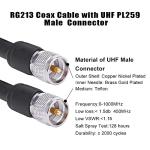 MOOKEERF CB Coax RG213 150FT Male to Male RG-213 UHF Cable for Ham/VHF Radio/SWR Meter/Antenna Analyzer