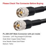 XRDS -RF CB Coax Cable 200FT, KMR 400 UHF Coaxial Cable PL-259 UHF Male Coax Cable Low Loss 50 ohm CB Cable for Ham Radio CB,Amateur,Ham Radio,Two-Way Radio,SWR Meter, Black