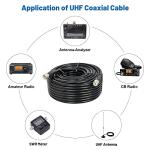 MOOKEERF CB Coax RG213 150FT Male to Male RG-213 UHF Cable for Ham/VHF Radio/SWR Meter/Antenna Analyzer