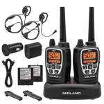 Midland GXT3000 GMRS Two-Way Radio (50-Channel, Repeater Capable, Long Range, 142 Privacy Codes, SOS, NOAA, Rechargeable Lithium Ion Battery, Black/Silver, 2-Pack)