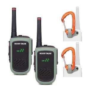 Rocky Talkie Expedition 5 Watt Radio with Climbing Rated Carabiner Attachment - GMRS Radio with IP67 Waterproofing, Long Range Walkie Talkie, NOAA Weather Alerts, 5 Day Battery Life, 2 Pack