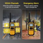 Retevis RB48 Plus IP67 Waterproof Heavy Duty Long Range Walkie Talkies, GMRS Radio, Construction Jobsite Two Way Radio, NOAA, Shock Resistant, Dual PTT, Vibration Reminder(4 Pack)