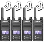 SAMCOM T2 GMRS Radio 2W Long Range Walkie Talkie NOAA Weather Rechargeable Heavy Duty Two Way Radio,Group Call Radios Walkie-talkies with Earpiece, USB-C Charger, Flashlight,4 Packs