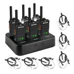 Retevis RB26H Walkie Talkies Long Range,6 Way Multi Unit Charger,Full Kit with Earpiece Kit,Hidden Display,Built in 2000mAh Battery, GMRS Repeater Capable, for Hospitality School Warehouse (6 Pack)