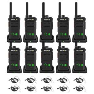 Retevis RB26H Walkie Talkies Long Range,Walkie Talkies with Earpiece, GMRS Radio, USB-C, Hidden Display, 2000mAh Battery, Flashlight, Two Way Radio Long Range for Hospitality Healthcare(10 Pack)