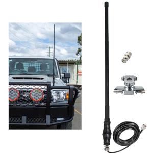 SIGNALPLUS 2m 70cm GMRS Mobile Antenna for Vehicle, VHF UHF Car Ham Radio Antenna with Spring Base, Car Bonnet Bracket, PL259, Compatible with Amateur Mobile Radio, Ham Radio, GMRS Two Way Radio