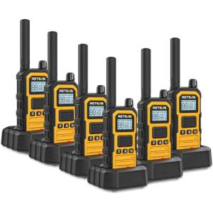 Retevis RB48 Plus Radios Walkie Talkies, IP67 Waterproof Two Way Radio Long Range, Heavy Duty 2 Way Radio, GMRS, Group Call, Vibration Alert, Emergency, for Construction Job Site(6 Pack)