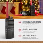 Cobra Trailblazer 500 GMRS Radio (2-Pack) – IP54 Rugged No-Display Design, 2.5W Long Range Walkie Talkies, 16hr Battery, Swivel Holster, Programmable Software, Removable Antenna, Repeater Compatible