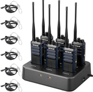 Retevis RT86A Long Range Walkie Talkies with Earpiece, High Power GMRS Two Way Radio with 6 Way Charger, Group Call, Easy Pairing, Waterproof Durable 2 Way Radio for Construction, Industry(6 Pack)
