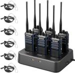 Retevis RT86A Long Range Walkie Talkies with Earpiece, High Power GMRS Two Way Radio with 6 Way Charger, Group Call, Easy Pairing, Waterproof Durable 2 Way Radio for Construction, Industry(6 Pack)