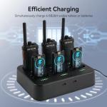 Retevis RB26H Walkie Talkies Long Range,6 Way Multi Unit Charger,Full Kit with Earpiece Kit,Hidden Display,Built in 2000mAh Battery, GMRS Repeater Capable, for Hospitality School Warehouse (6 Pack)