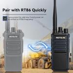 Retevis RT86A Walkie Talkies Long Range, Heavy Duty Two Way Radio with Mic, GMRS 2 Way Radio, Group Call, Easy Pairing, for Construction Industry(4 Pack)