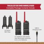 Cobra Trailblazer 500 GMRS Radio (2-Pack) – IP54 Rugged No-Display Design, 2.5W Long Range Walkie Talkies, 16hr Battery, Swivel Holster, Programmable Software, Removable Antenna, Repeater Compatible